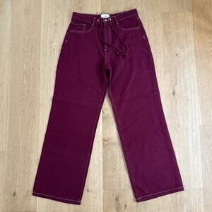 Triarchy Jeans Mid Rise Drawstring Baggy Nesta Size S Red